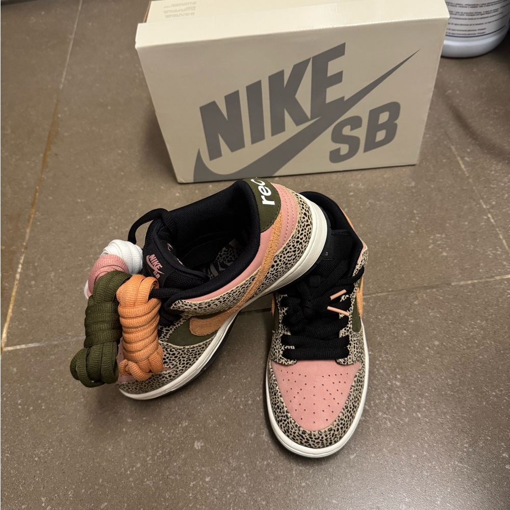 Nike SB Safari Print Sneakers with Pink and Green